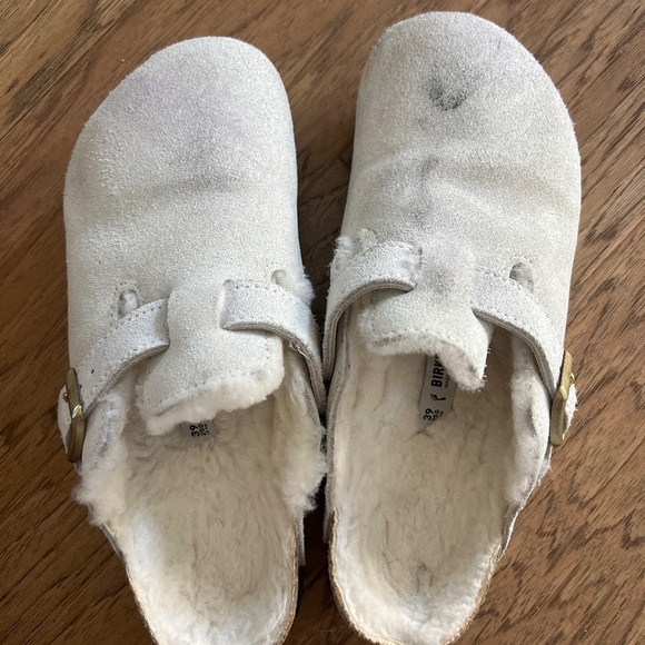 Birkenstock Boston sherling clogantique white